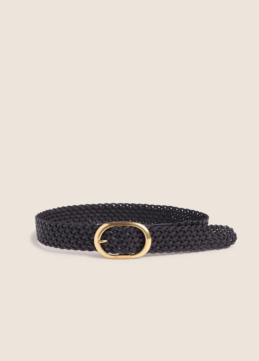Favorite Daughter Woven Jean Belt in Brown/Antique Brass