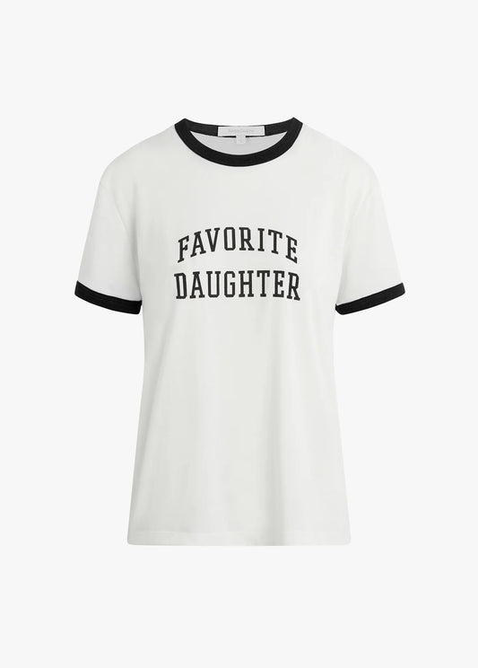 Favorite Daughter Ringer Logo Tee White & Black