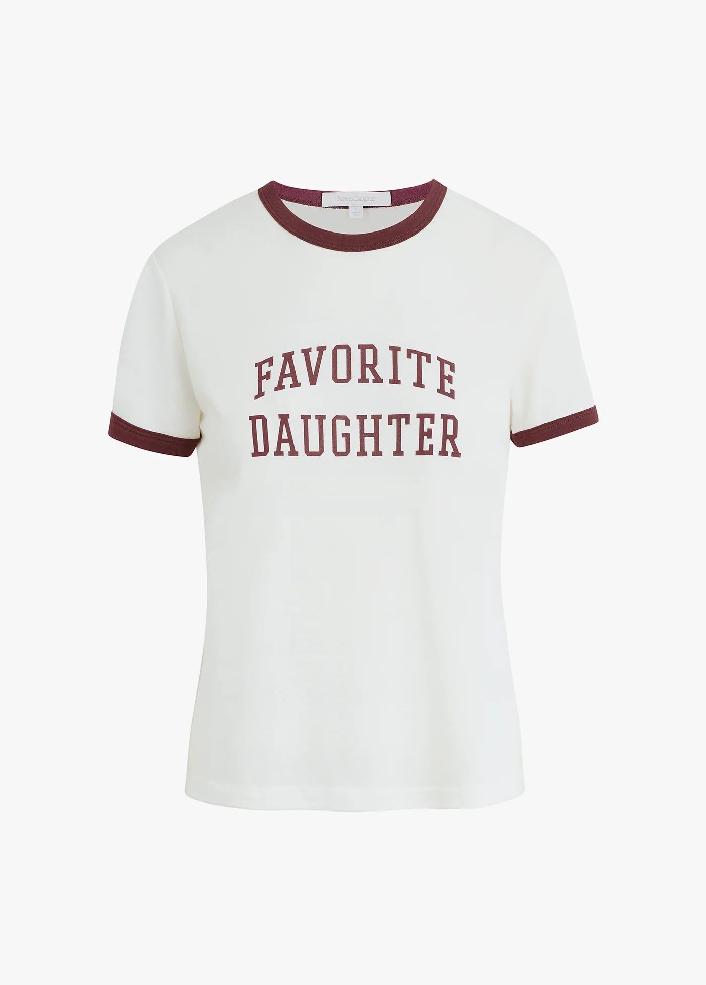 Favorite Daughter Ringer Logo Tee White & Burgundy