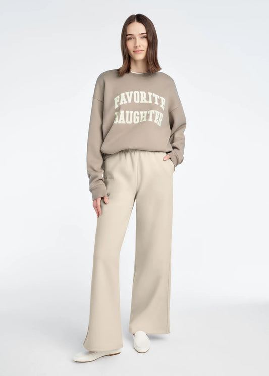 Favorite Daughter Collegiate Sweat in Soft Taupe