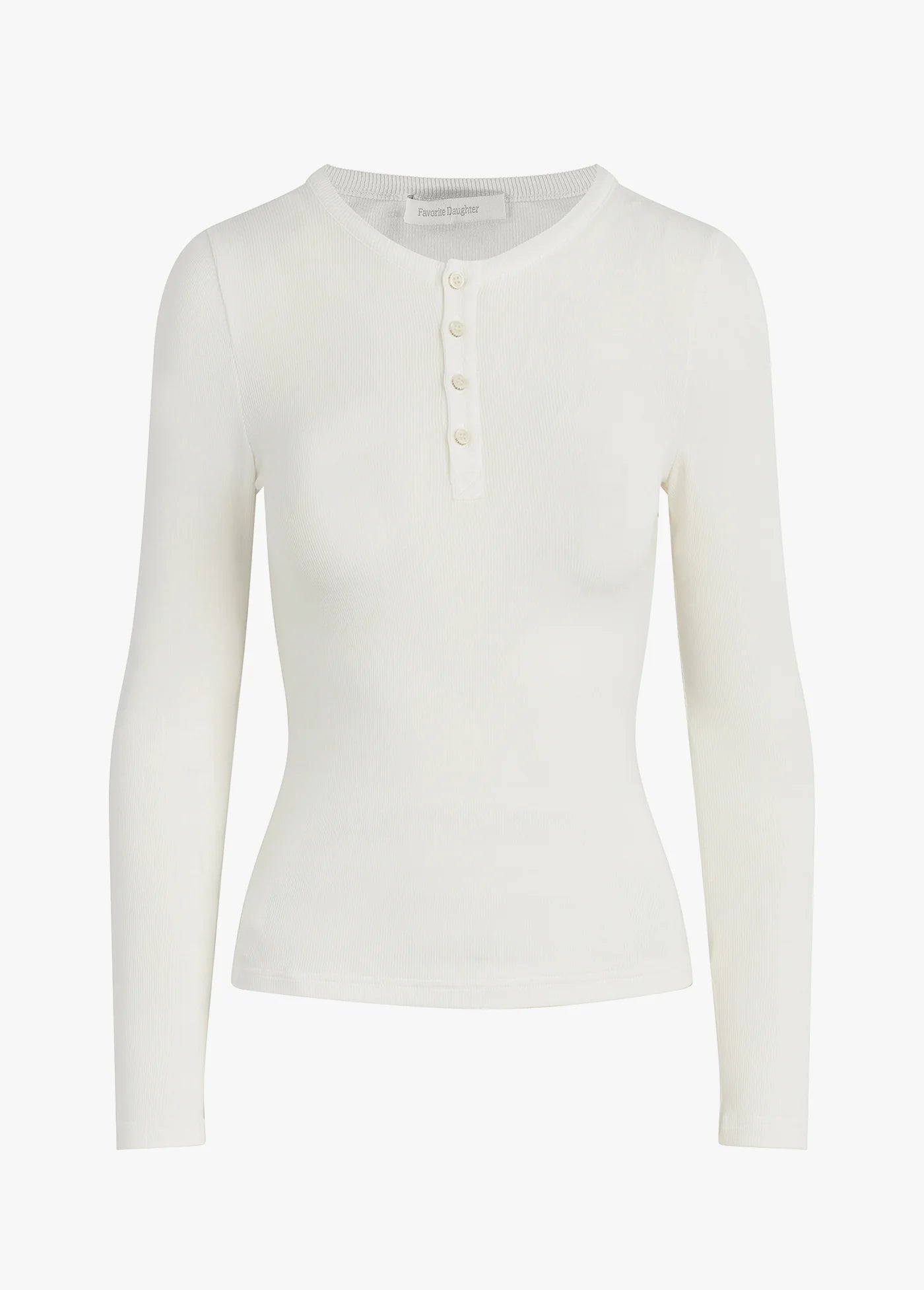 Favorite Daughter Henley Ribbed L/S  in White
