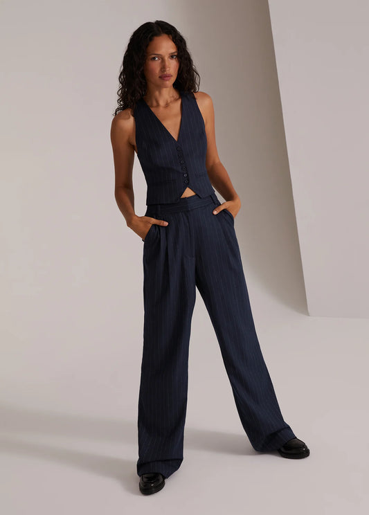 Favorite Daughter The Favorite Vest Navy Pinstripe