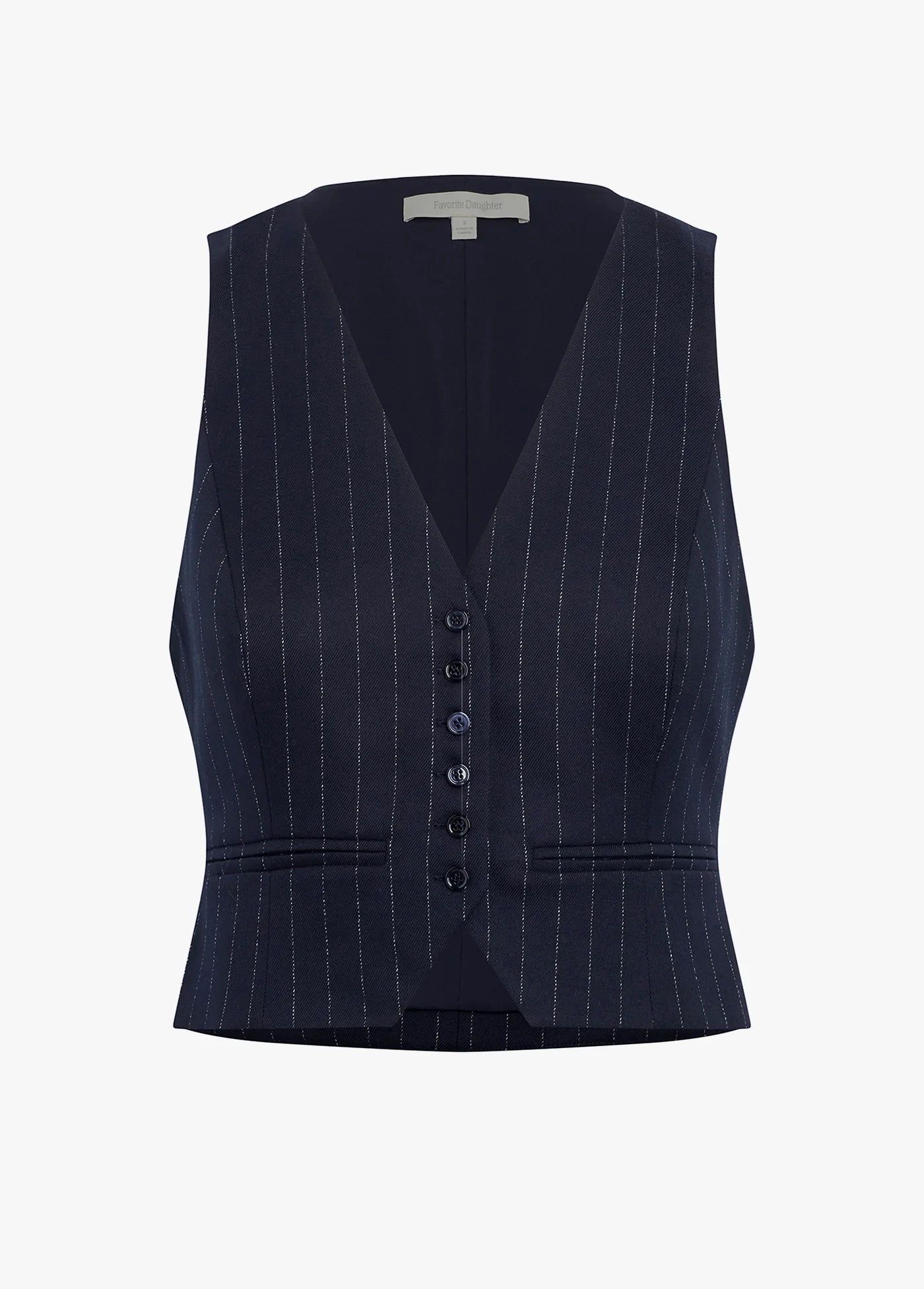 Favorite Daughter The Favorite Vest Navy Pinstripe