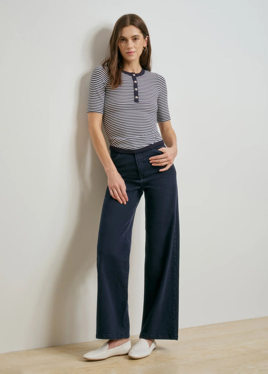 Favorite Daughter Foundation Henley in Navy/White Stripe