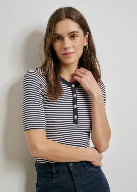 Favorite Daughter Foundation Henley in Navy/White Stripe