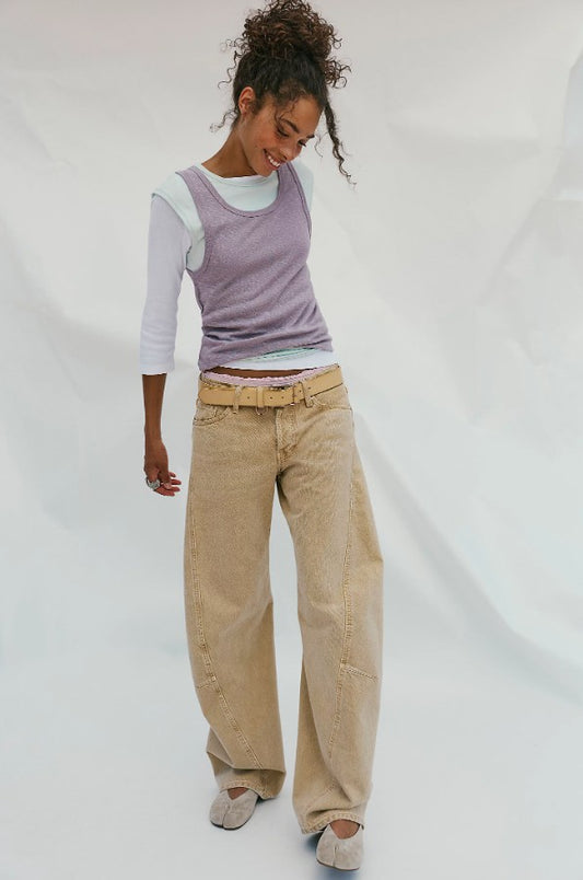 Free People Fable Twisted Seam Jean in Oat Latte