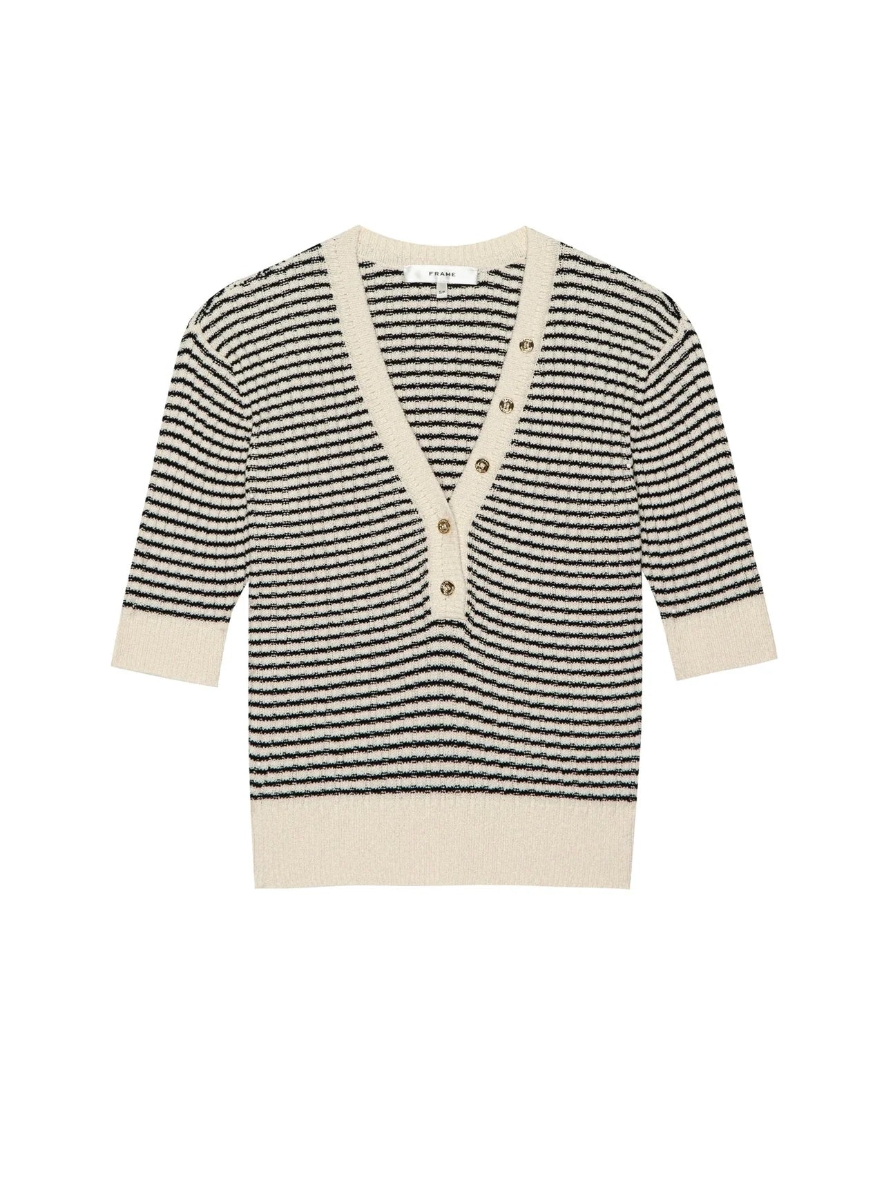 Frame Stripe V-Neck Sweater