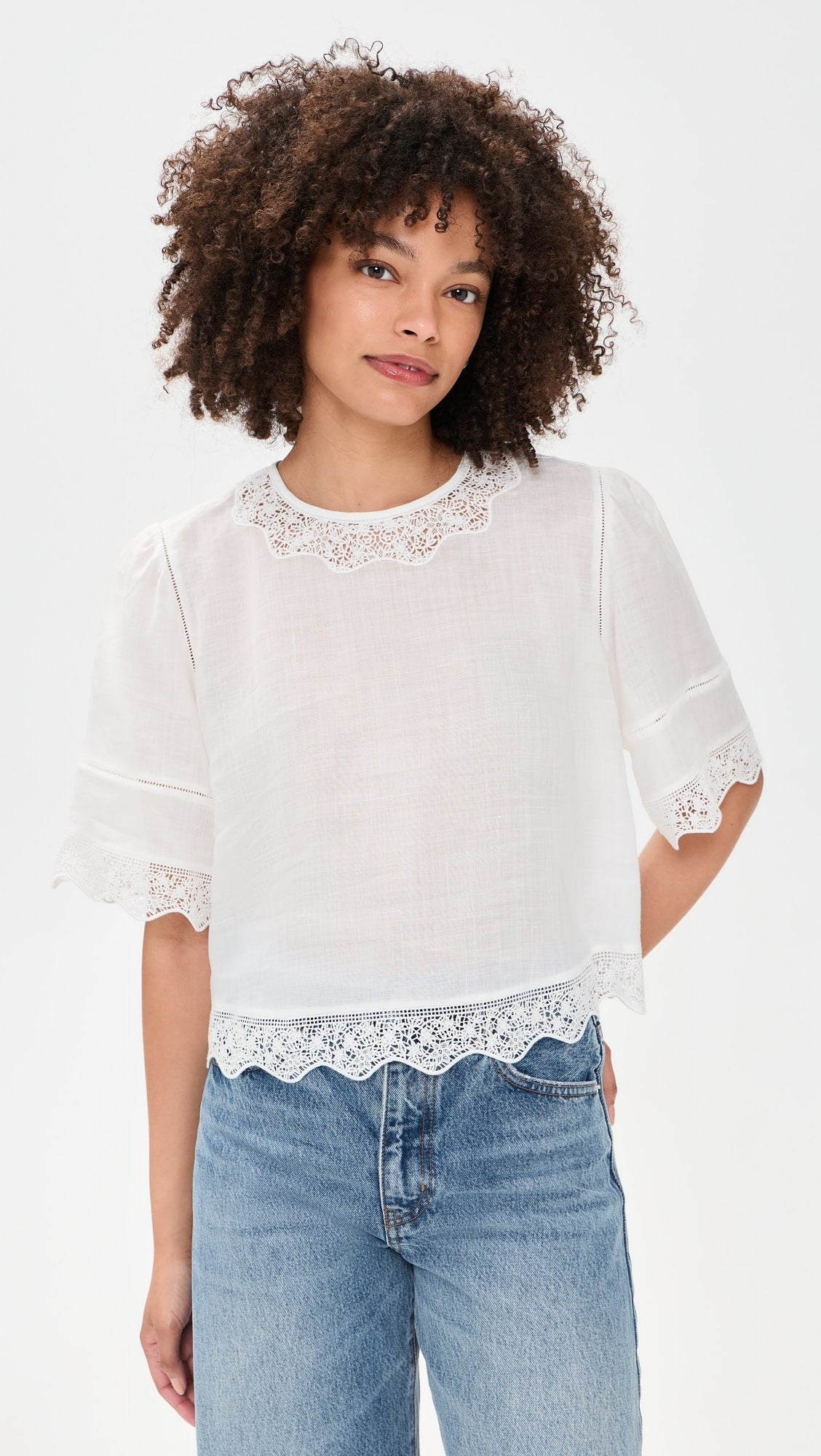 Frame The Embroidered Top in White