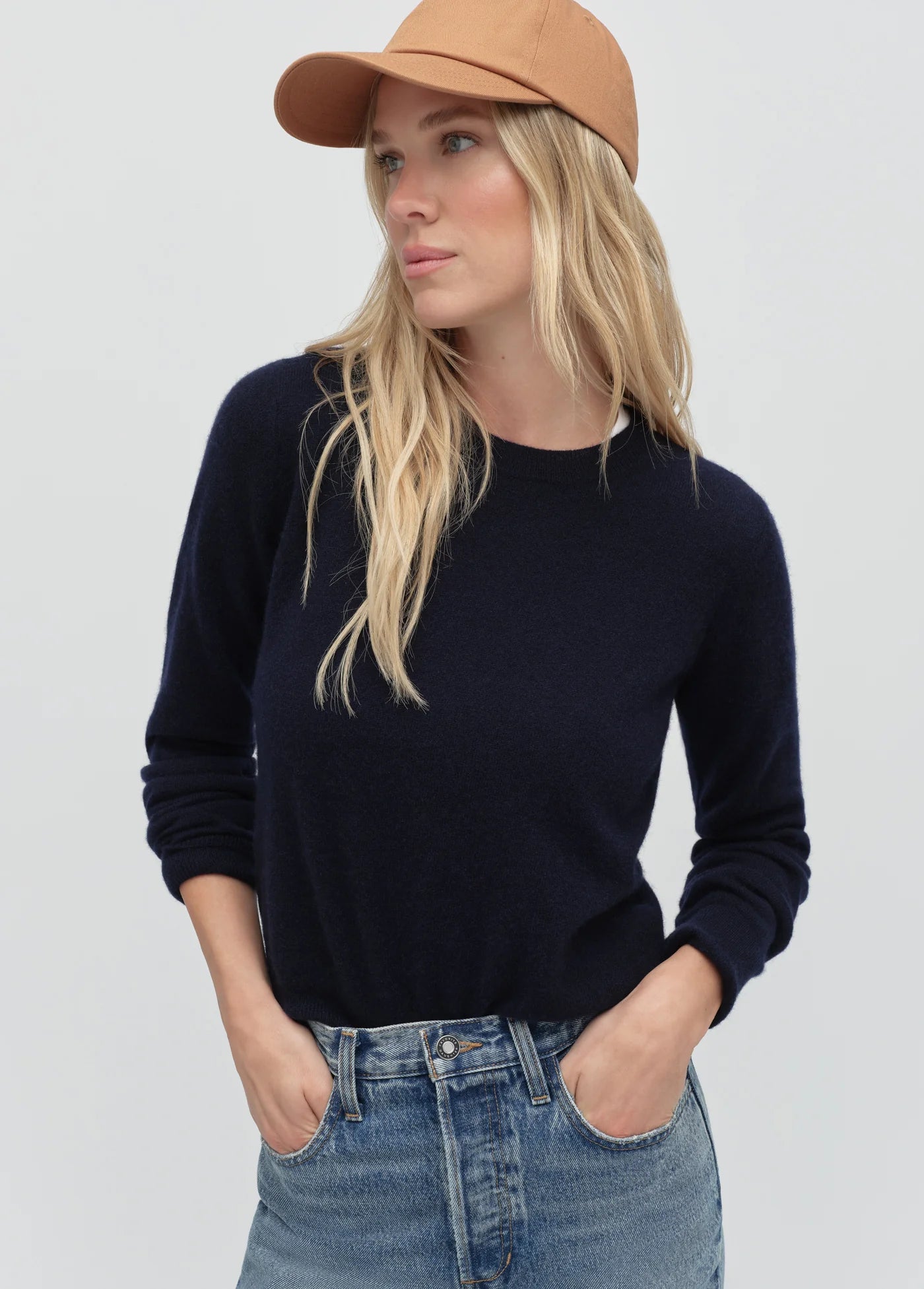 Favorite Daughter Cashmere Crew in Navy