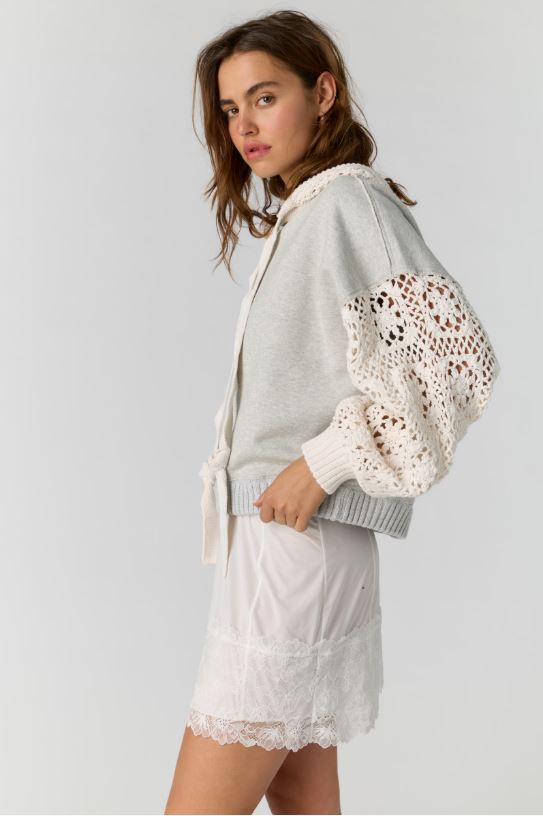 Free People Laced in Hoodie in Heather Grey