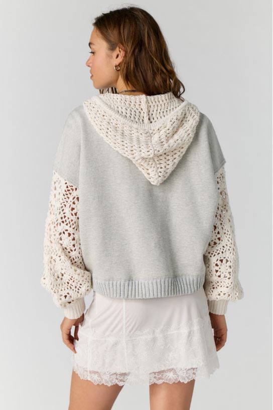 Free People Laced in Hoodie in Heather Grey
